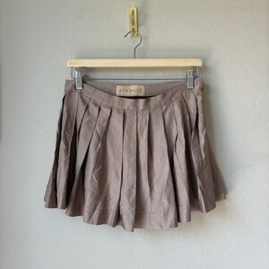 Aya Muse Opal Pleated Mini Skirt Taupe Side Zip Skirt Size Small